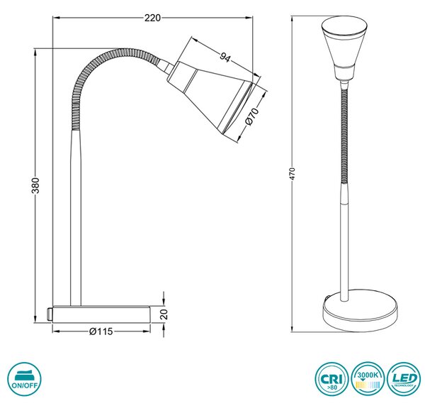 Πορτατίφ Γραφείου RL Lighting Arras R52711187 Γκρι Τιτανίου