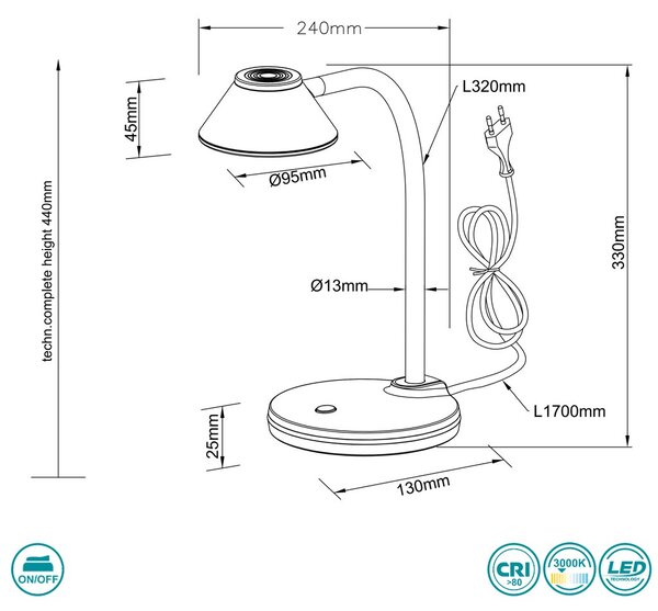 Πορτατίφ Γραφείου RL Lighting Berry R52191187 Γκρι Τιτανίου