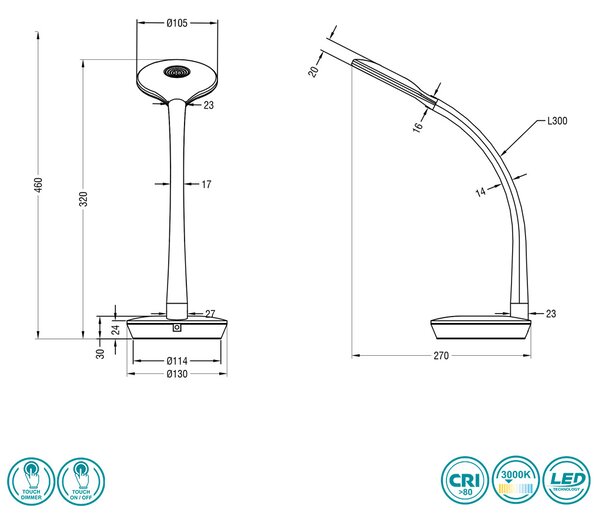 Πορτατίφ Γραφείου RL Lighting Cobra R52721187 Γκρι Τιτανίου