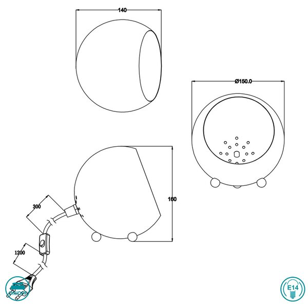 Πορτατίφ RL Lighting Billy R50101032 Μαύρο Ματ