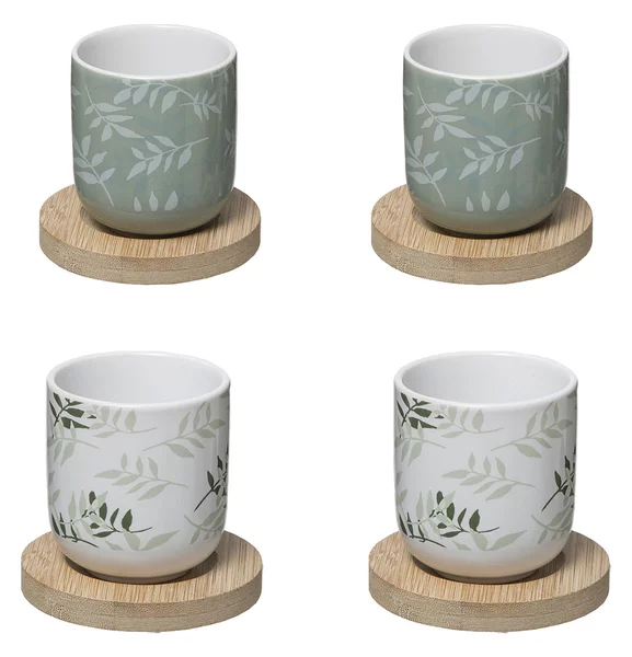 Φλυτζάνια Καφέ 130ml + Πιατάκια (Σετ 4τμχ) S-D Cup Green 173750