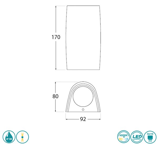 Απλίκα Up-Down Εξωτερικού Χώρου Fumagalli Marta 90 2L 2A4.000.LXU2L Γκρι