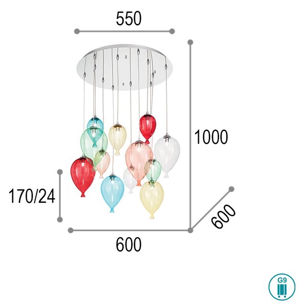Φωτιστικό Κρεμαστό Ideal Lux Clown 100951 Πολύχρωμο