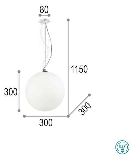 Κρεμαστό Φωτιστικό Ideal Lux Mapa Bianco 009087 D30