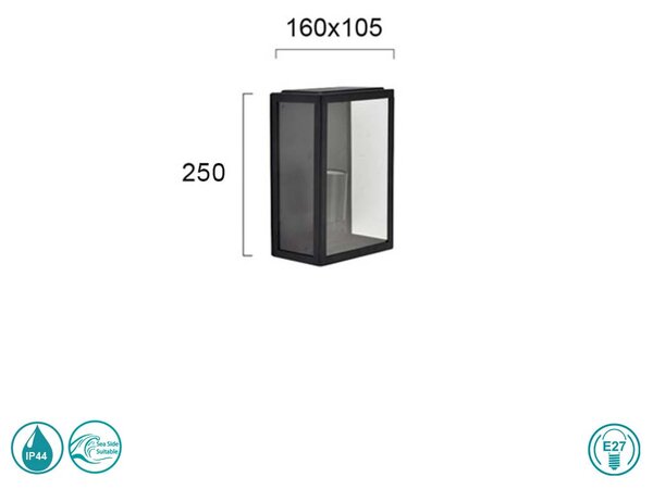 Απλίκα Εξωτερικού Χώρου Viokef Country 4158200 Ανοξείδωτη Μαύρη