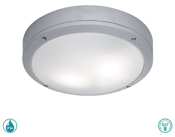 Φωτιστικό Οροφής Εξωτερικού Χώρου Viokef Leros R 4049200 Ασημί