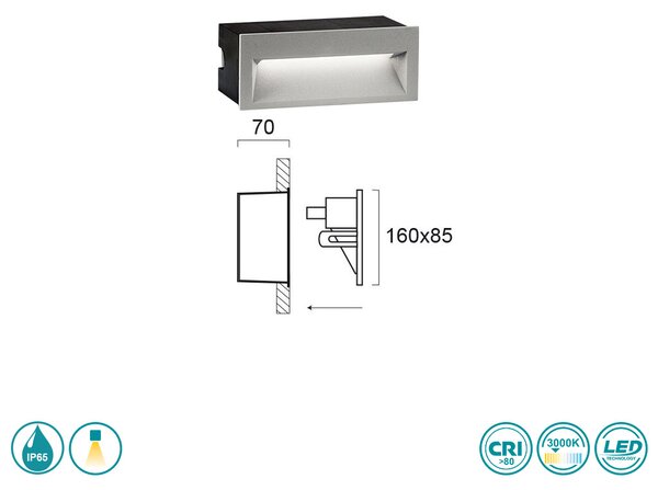 Απλίκα Χωνευτή Εξωτερικού Χώρου Viokef Theta 4198900 Γκρι