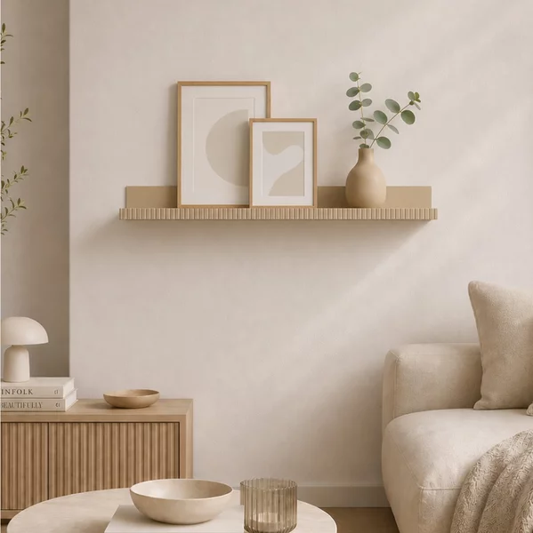 Ράφι τοίχου Homea για κορνίζες, με διαστάσεις 90x11.5x5.9cm - Light Oak