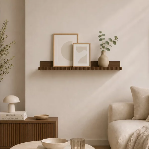 Ράφι τοίχου Homea για κορνίζες, με διαστάσεις 90x11.5x5.9cm - Acacia