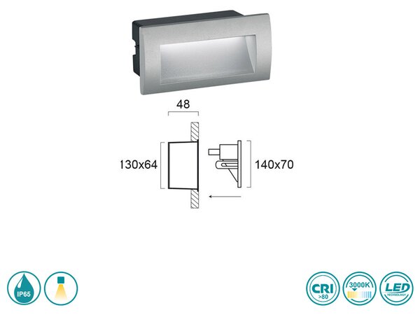 Απλίκα Χωνευτή Εξωτερικού Χώρου Viokef Riva 4124900 Γκρι