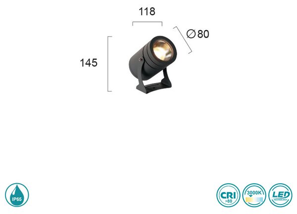 Προβολέας Εξωτερικού Χώρου Viokef Maris 4187600 Ανθρακί