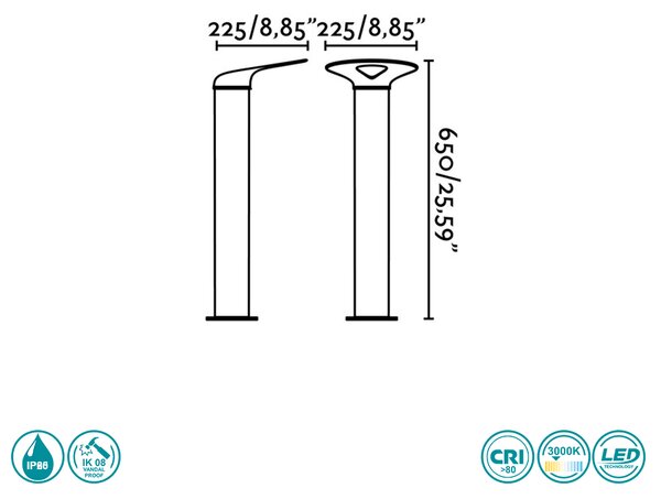 Κολωνάκι Εξωτερικού Χώρου Faro Lotus 71225 Ανθρακί