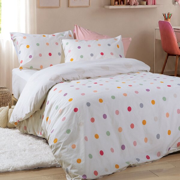 Παπλωματοθήκη Μονή (Σετ 160x240) 2 Όψεων Nef-Nef Homeware Junior Dots Ecru
