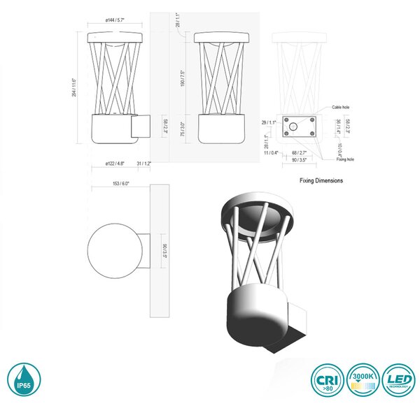 Απλίκα Εξωτερικού Χώρου Faro Twist 71285 Ανθρακί