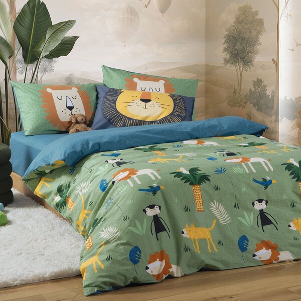 Παπλωματοθήκη Μονή (Σετ 160x240) 2 Όψεων Nef-Nef Homeware Junior Jungle Mania