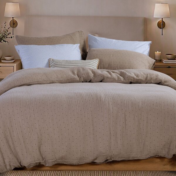 Παπλωματοθήκη Μονή (Σετ 160x230) Nef-Nef Homeware Dots Mocca