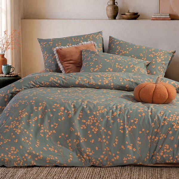 Παπλωματοθήκη Μονή (Σετ 170x240) 2 Όψεων Nef-Nef Homeware Floriva Green