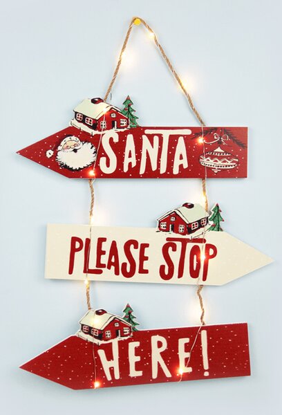 Χριστουγεννιάτικο Διακοσμητικό Με Led Aca Wooden Santa SignPost X05141115