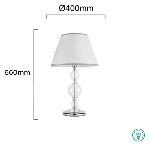 Λάμπα Επιτραπέζια Ondaluce Lg.Bach CR TC.3530D40 Διάφανη-Χρώμιο
