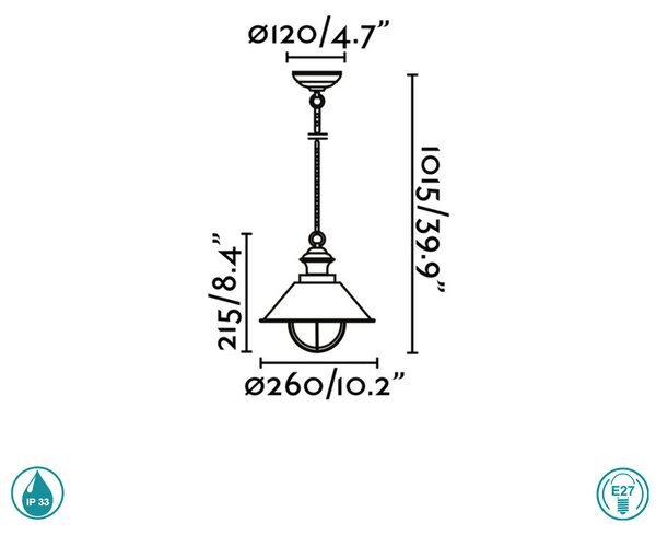 Φωτιστικό Κρεμαστό Εξωτερικού Χώρου Faro Nautica 71106 Λευκό-Χαλκός