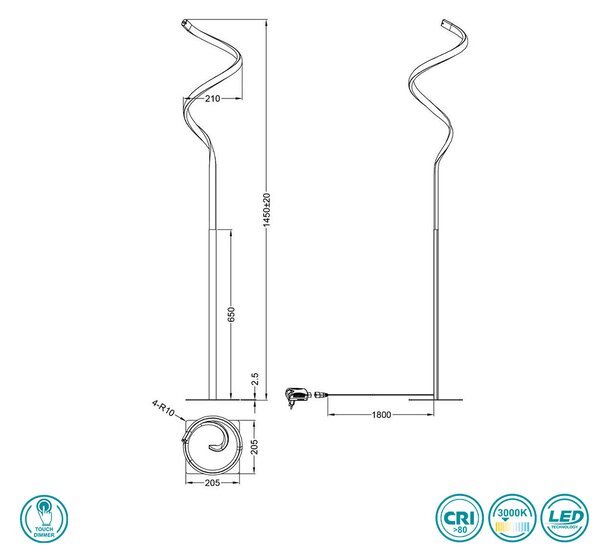 Φωτιστικό Δαπέδου RL Lighting Course R42051132 Μαύρο Ματ (3000K)