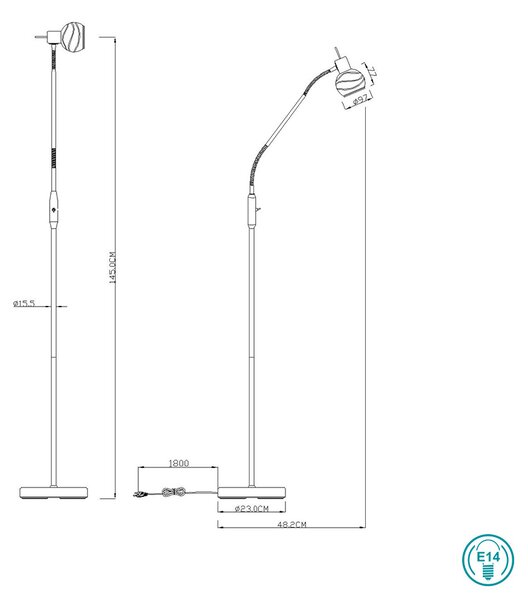 Φωτιστικό Δαπέδου Globo Lighting Elliott 54341-1S Νίκελ Ματ