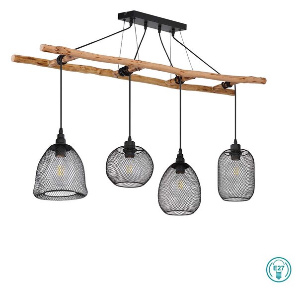 Κρεμαστό Φωτιστικό Ράγα Globo Lighting Lioni 15391-4H Μαύρο
