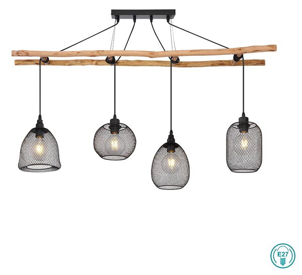 Κρεμαστό Φωτιστικό Ράγα Globo Lighting Lioni 15391-4H Μαύρο