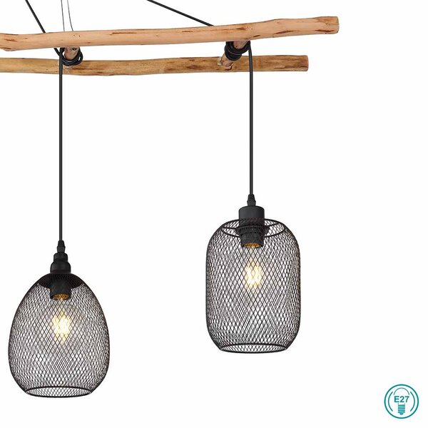 Κρεμαστό Φωτιστικό Ράγα Globo Lighting Lioni 15391-4H Μαύρο