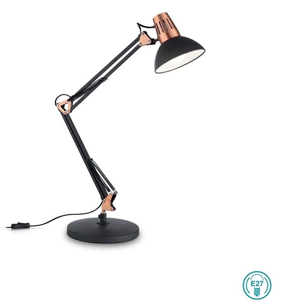 Φωτιστικό Γραφείου Ideal Lux Wally 061191 Μαύρο-Χαλκός