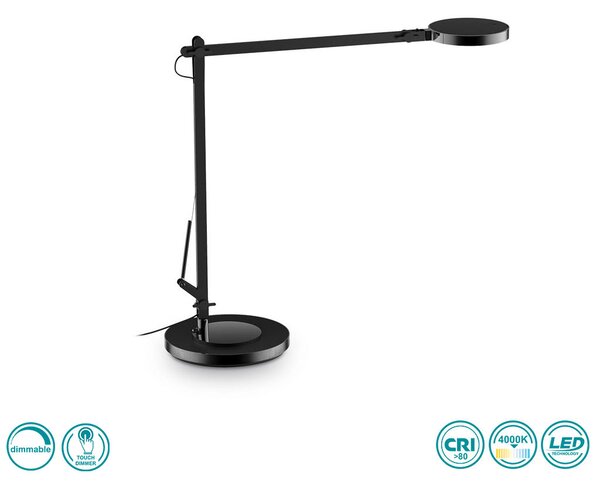Φωτιστικό Γραφείου Ideal Lux Futura 204888 Μαύρο