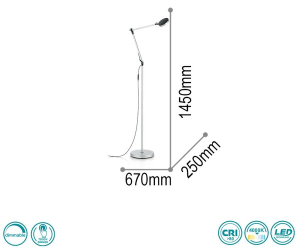 Φωτιστικό Δαπέδου Ideal Lux Futura 204956 Ασημί