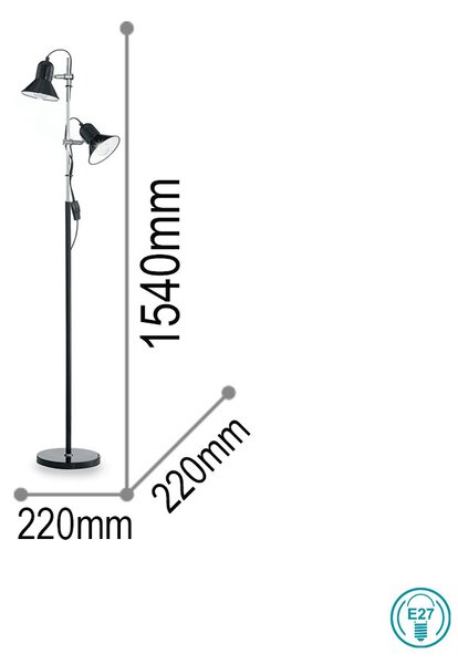 Φωτιστικό Δαπέδου Ideal Lux Polly 061139 Μαύρο