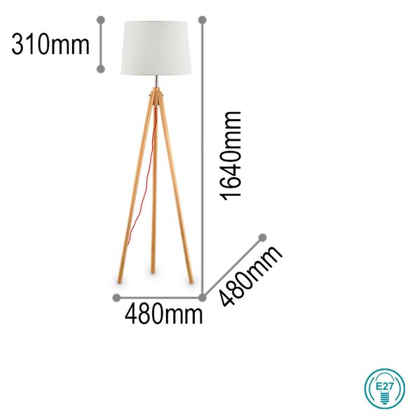 Φωτιστικό Δαπέδου Ideal Lux York 089805 Φυσικό Ξύλο