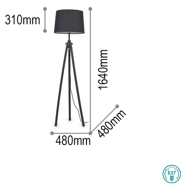 Φωτιστικό Δαπέδου Ideal Lux York 121437 Μαύρο