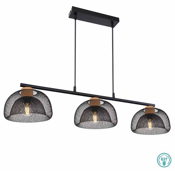 Κρεμαστό Φωτιστικό Ράγα Globo Lighting Vitiano 15393-3 Μαύρο