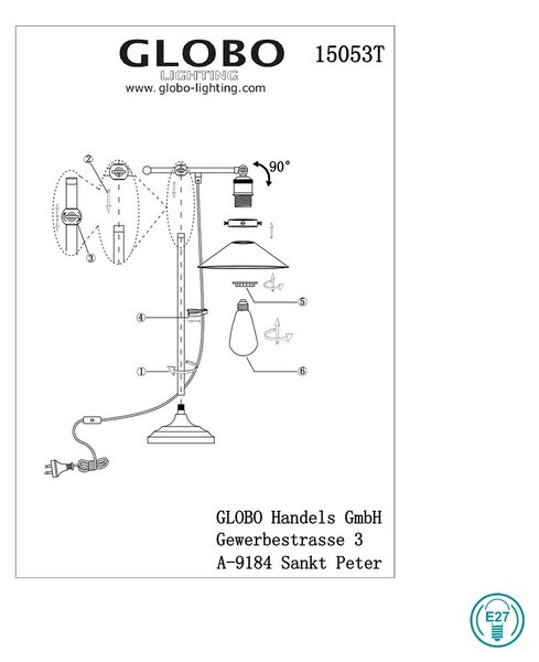 Πορτατίφ Globo Lighting Lenius 15053T Μαύρο