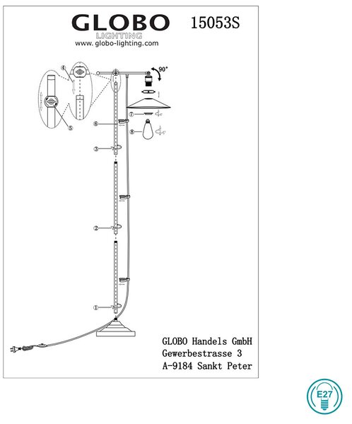 Φωτιστικό Δαπέδου Globo Lighting Lenius 15053S Μαύρο