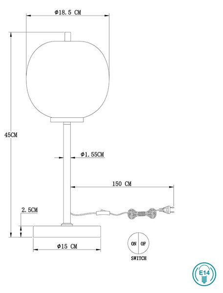 Πορτατίφ Globo Lighting Blacky 15345T Μαύρο