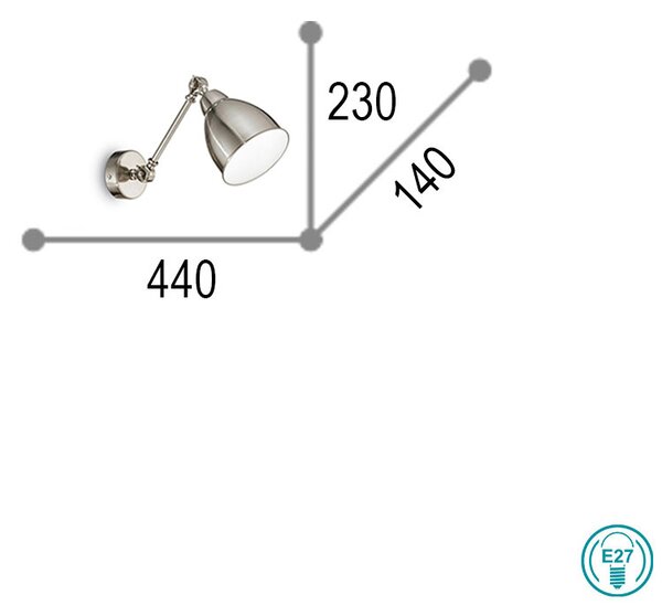 Απλίκα Ideal Lux Newton 016399 Νίκελ Ματ