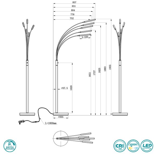 Φωτιστικό Δαπέδου RL Lighting Reed R41031532 Μαύρο Ματ
