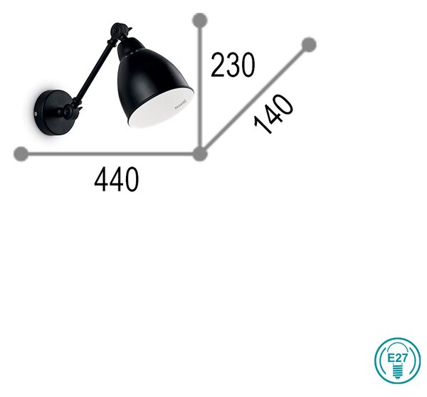 Απλίκα Ideal Lux Newton 027852 Μαύρη