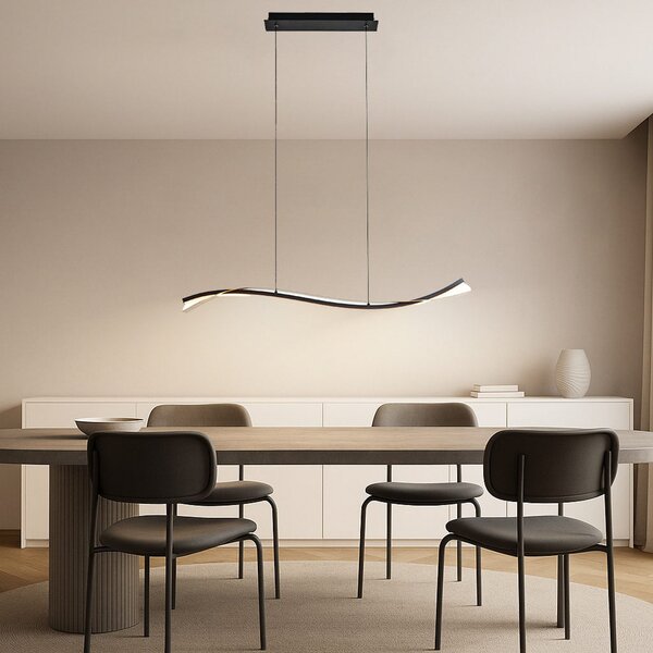 Lucande LED κρεμαστό φωτιστικό Alevia, μαύρο/χρυσό, CCT, ρυθμιζόμενος, Χρυσό / Ορείχαλκου, Σαλόνι / τραπεζαρία, Μέταλλο, σχεδιασμός
