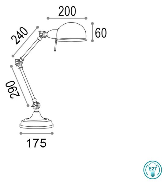 Φωτιστικό Γραφείου Ideal Lux Truman 145204 Γκρι