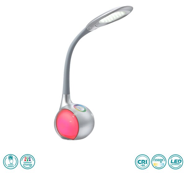 Πορτατίφ Γραφείου Globo Lighting Tarron 58279 Ασημί-Γκρι