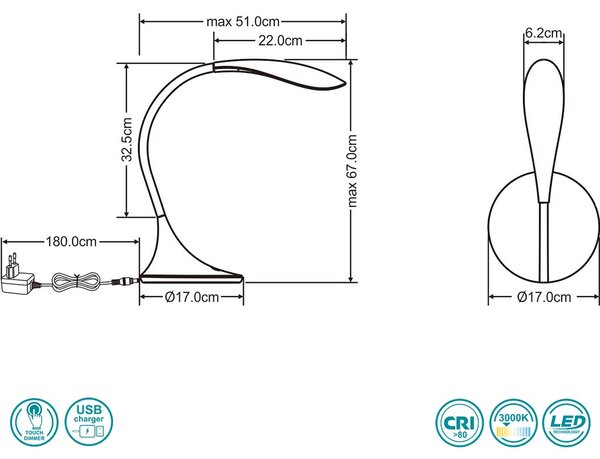 Φωτιστικό Επιτραπέζιο Globo Lighting Shannon 58242 Λευκό