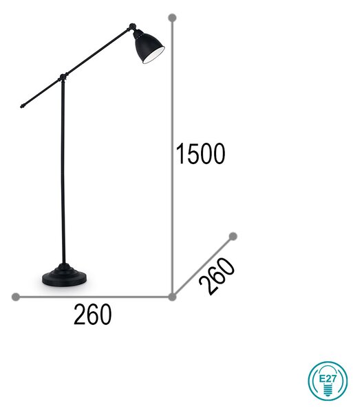 Φωτιστικό Δαπέδου Ideal Lux Newton 003528 Μαύρο