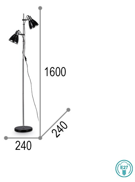 Φωτιστικό Δαπέδου Ideal Lux Elvis 001197 Μαύρο