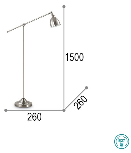 Φωτιστικό Δαπέδου Ideal Lux Newton 015286 Νίκελ Ματ