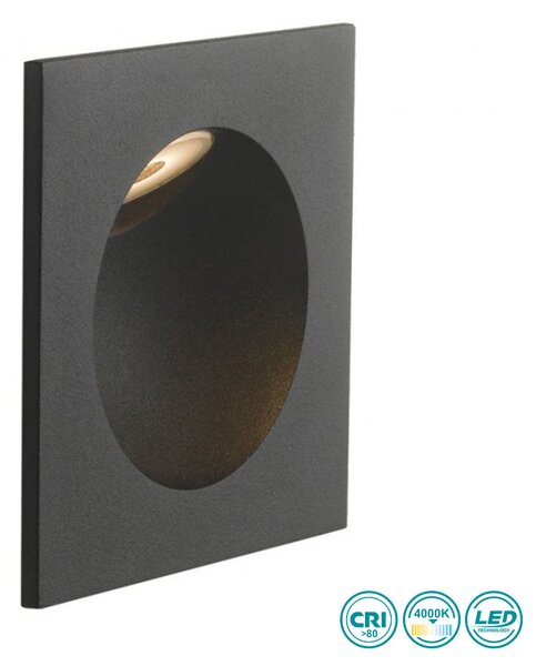 Φωτιστικό Χωνευτό Intec INC-ONYX-Q1-NERO 8031440361262 Μαύρο Ματ